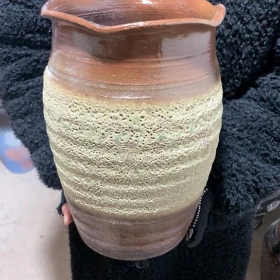 紫砂花盆口19高29，复古气泡款，微瑕