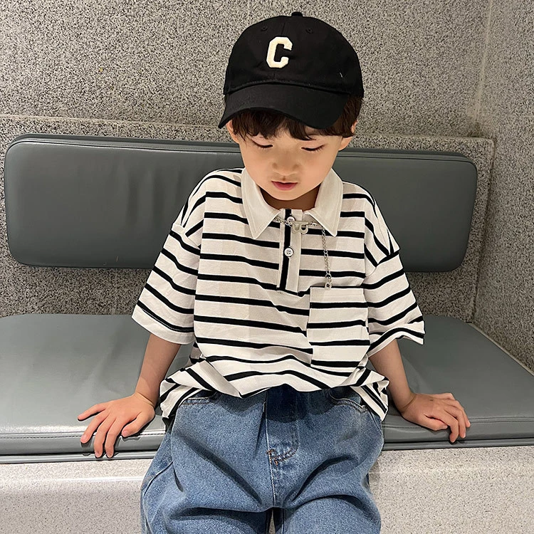 【今今】22238黑白条纹儿童POLO衫