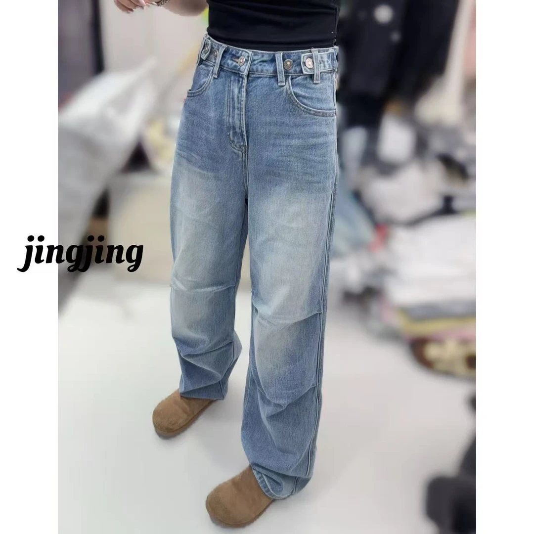 早春新款休闲百搭净版直筒牛仔裤（0327）