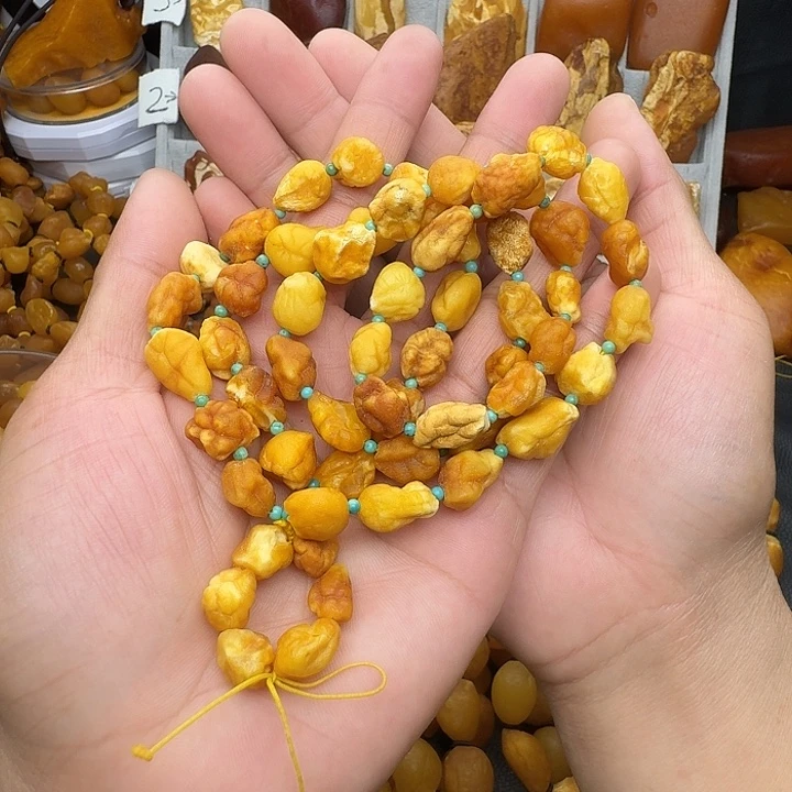 蜜蜡未镶嵌裸石天然蜜蜡白蜡项链