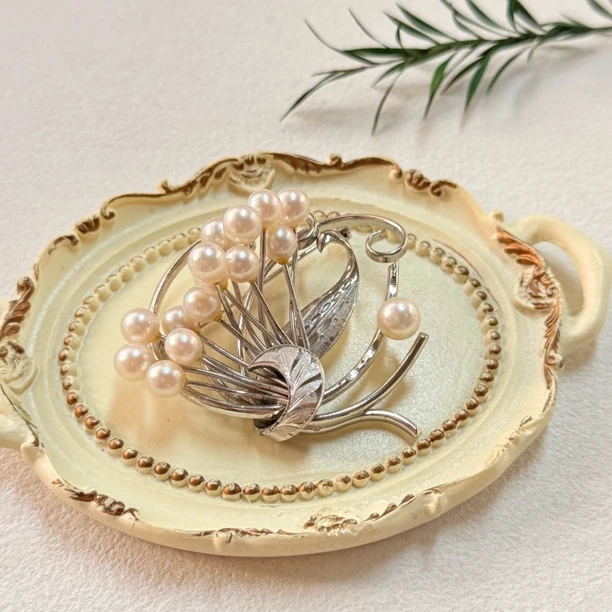 【六六中古】孤品天然海水珍珠胸针ty2079珠子5.5-7