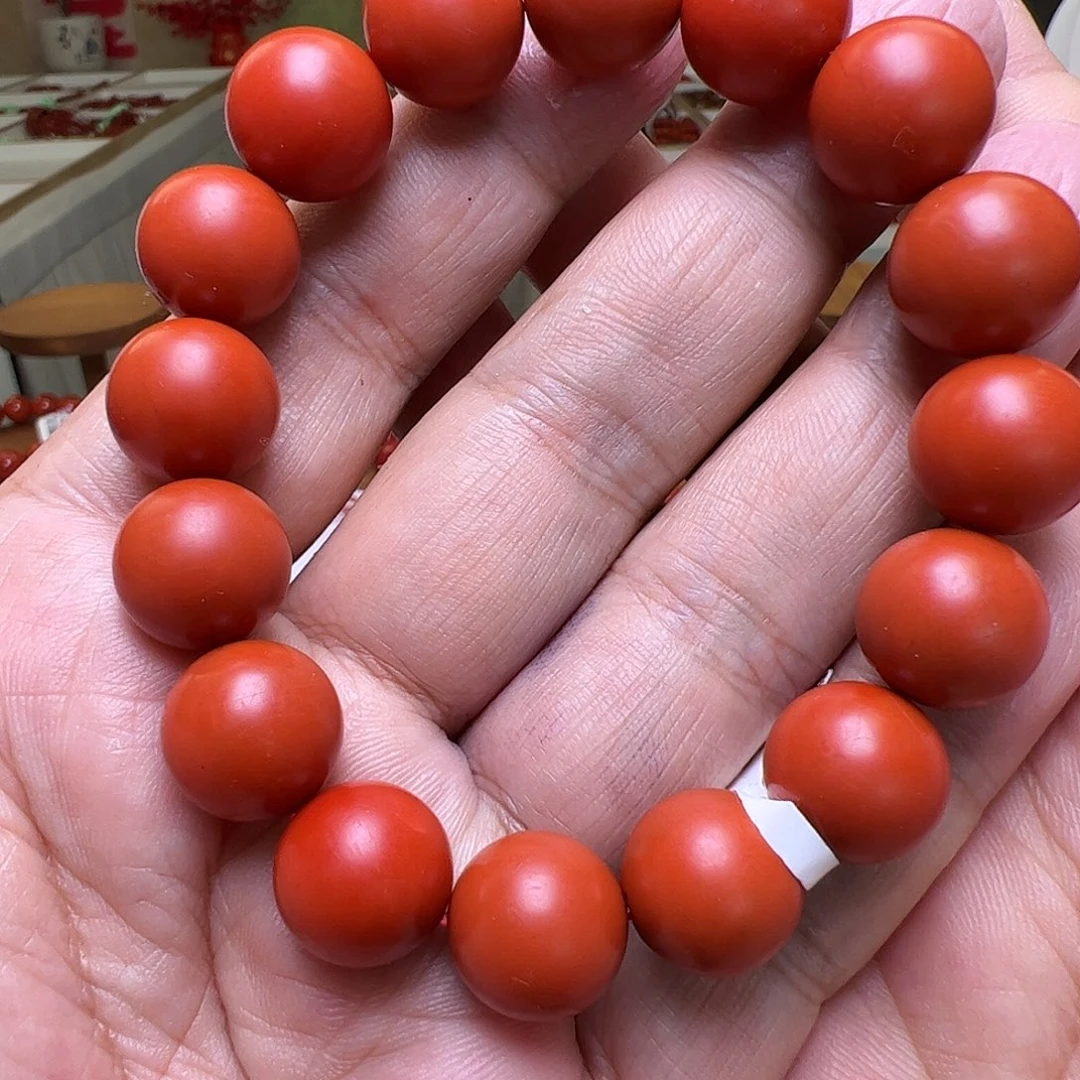 南红玛瑙未镶嵌13.6mm保山啊东寨磨砂质感辣椒红