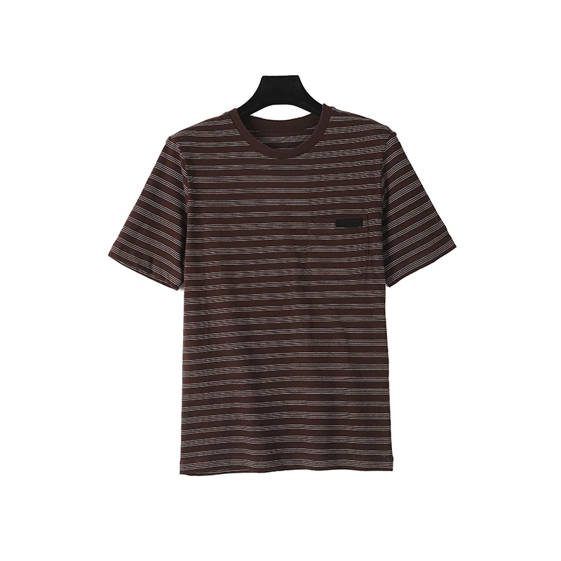 复古条纹棕色短袖T恤CEA2256