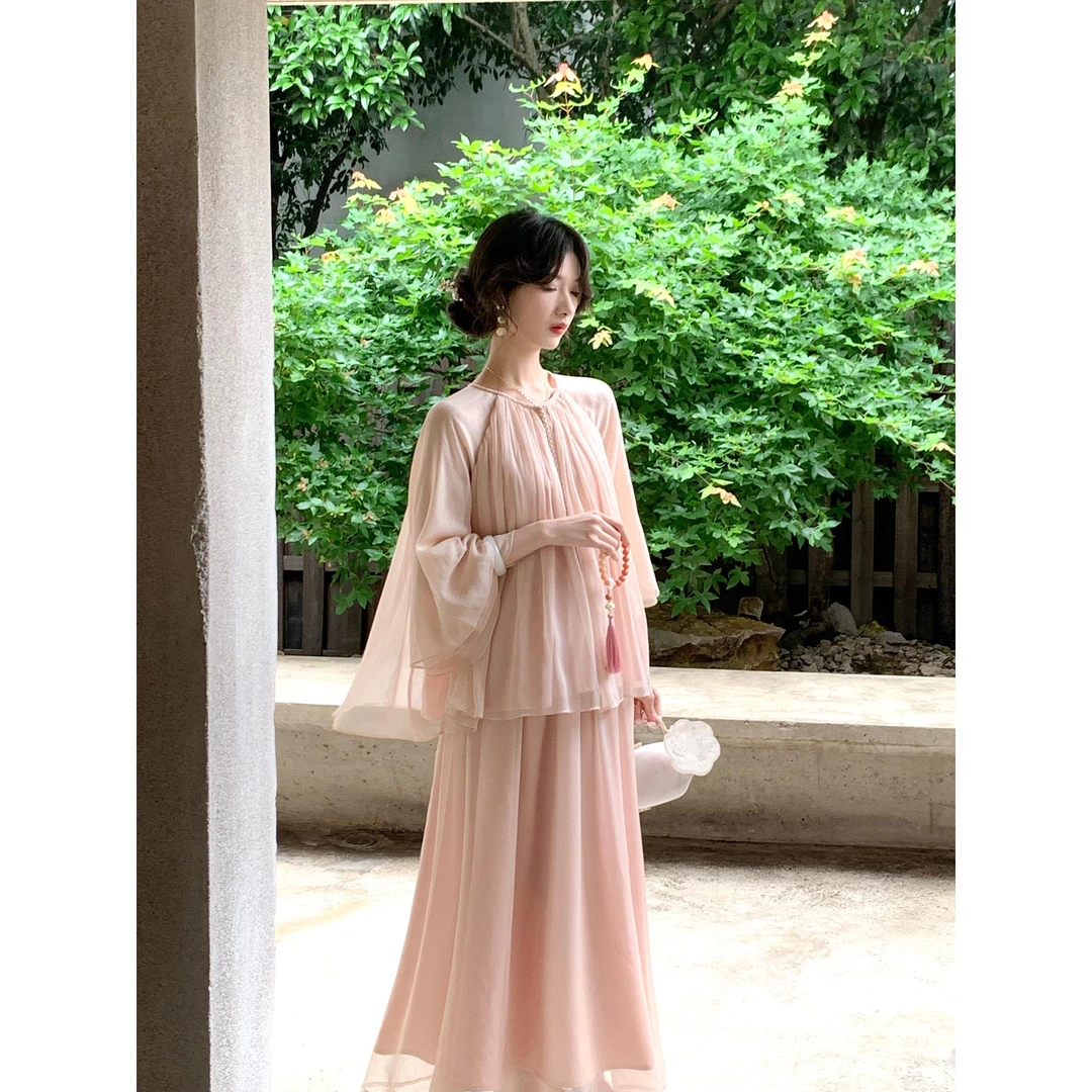 炽铂 流萤绣风 du家定染调色慵懒套装法式温柔气质半身裙两件套