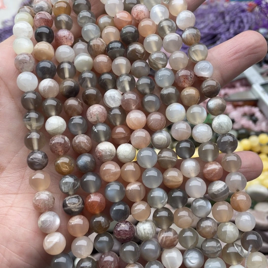 玛瑙/玉髓珠宝半成品未镶嵌一条装8mm日月同辉圆珠