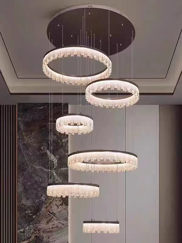 一帘幽梦轻奢吊灯客厅灯餐厅灯简约现代中式别墅复式楼中空大吊灯