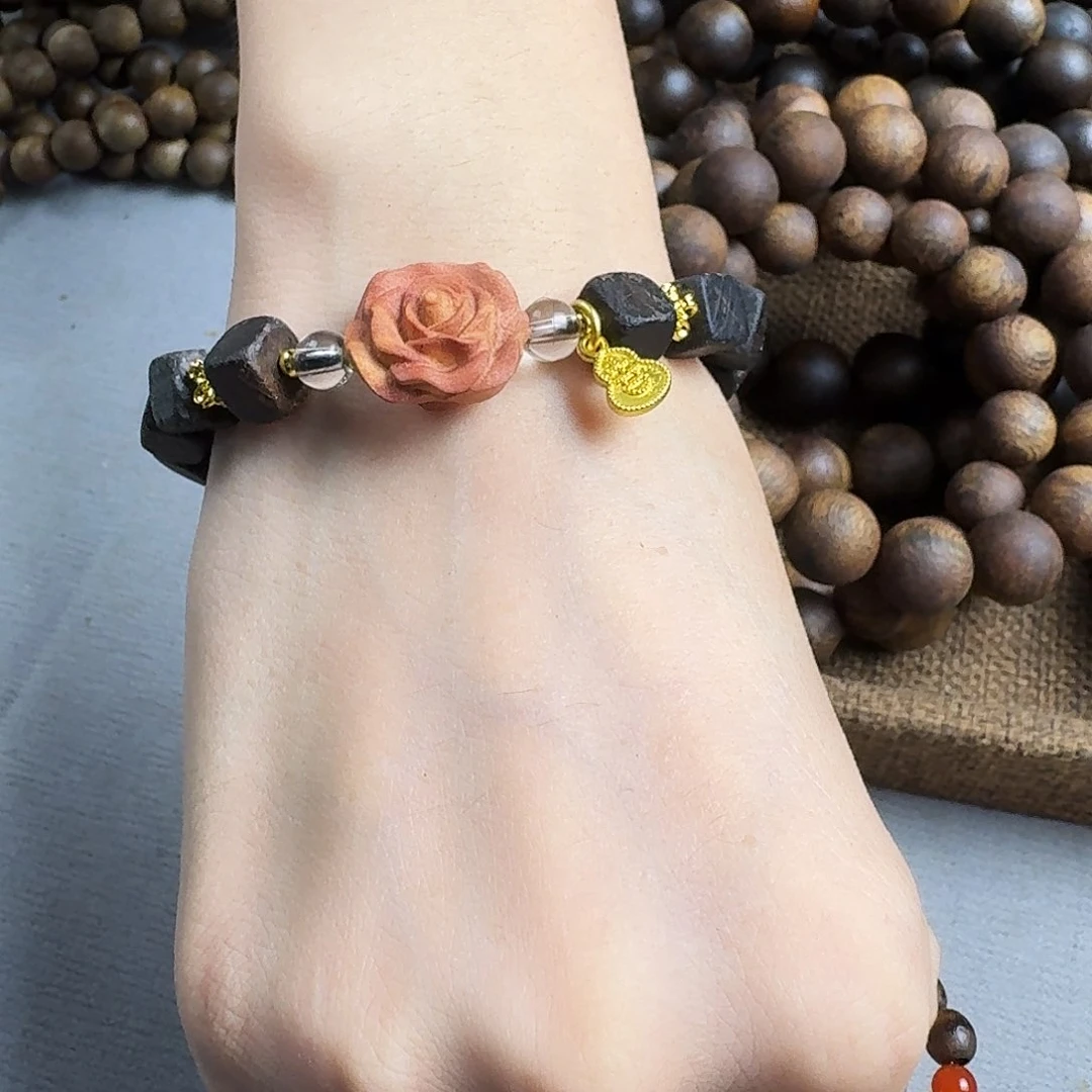 沉香香囊沉香紫棋方糖玫瑰设计款单圈发一