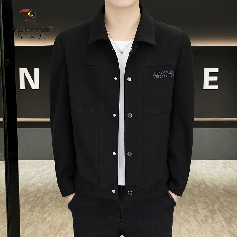 啄木鸟春秋季新款男士品质夹克韩版修身潮流翻领休闲百搭外套9935