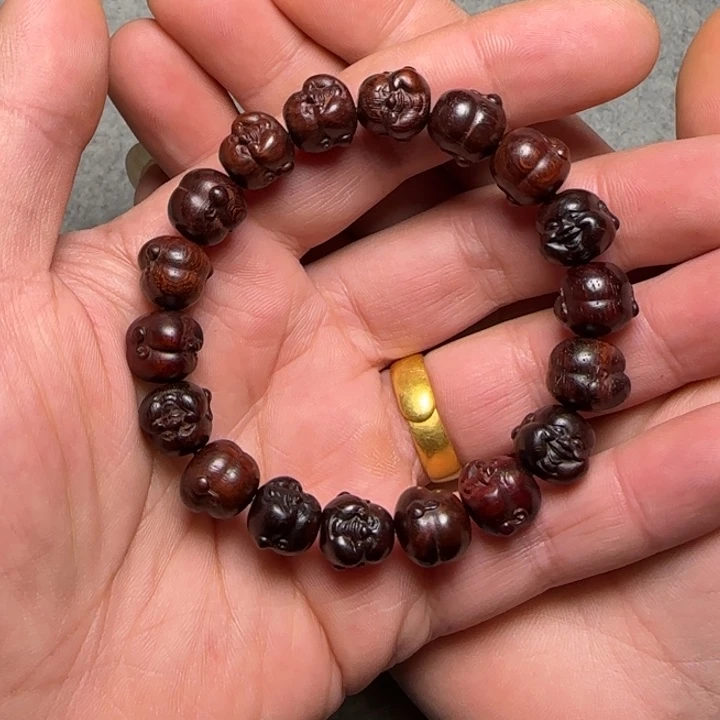 心***鬼檀香紫檀（小叶紫檀）1.2弥勒佛手串手链