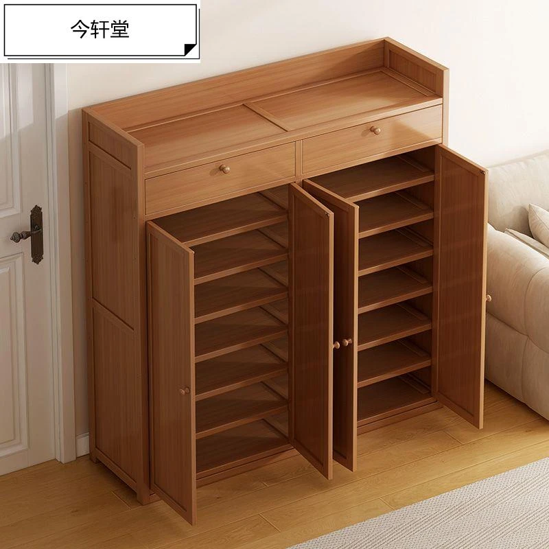 鞋柜家用门口简易鞋架子经济型实木大容量收纳神器防尘多层储物柜