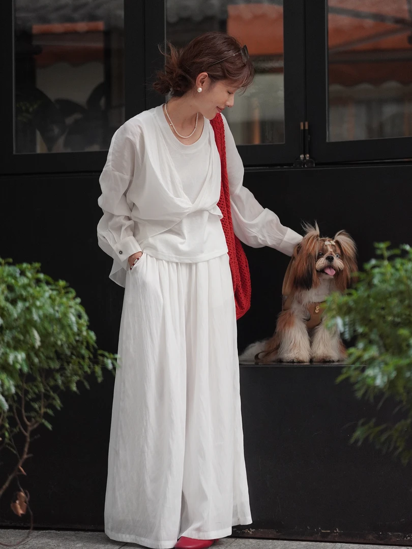 陳一七【不费力穿搭】气质简约休闲松弛感阔腿裤时尚三件套