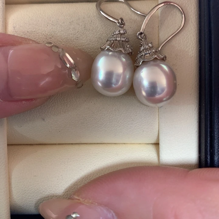 银S925镶嵌耳饰海水珍珠