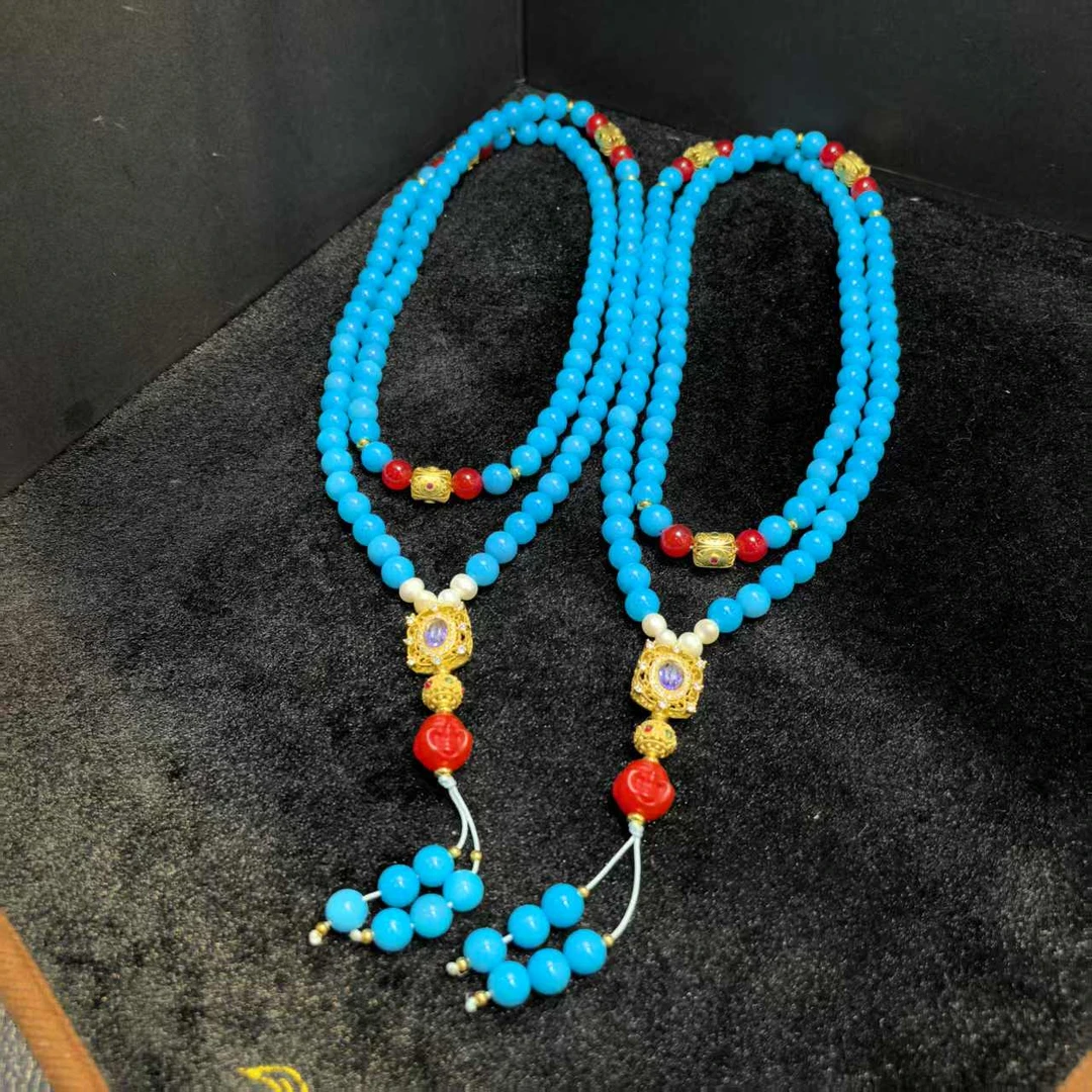 S7846宇宙苍穹天空蓝天空之石玛瑙蓝项链-多样性发货只发一件