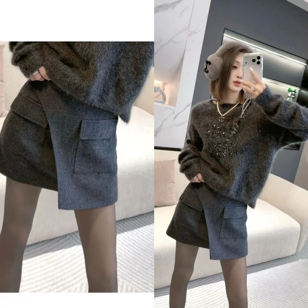 熙薇【时髦游览】2025冬季新款休闲百搭气质羊毛短裙裤H6594