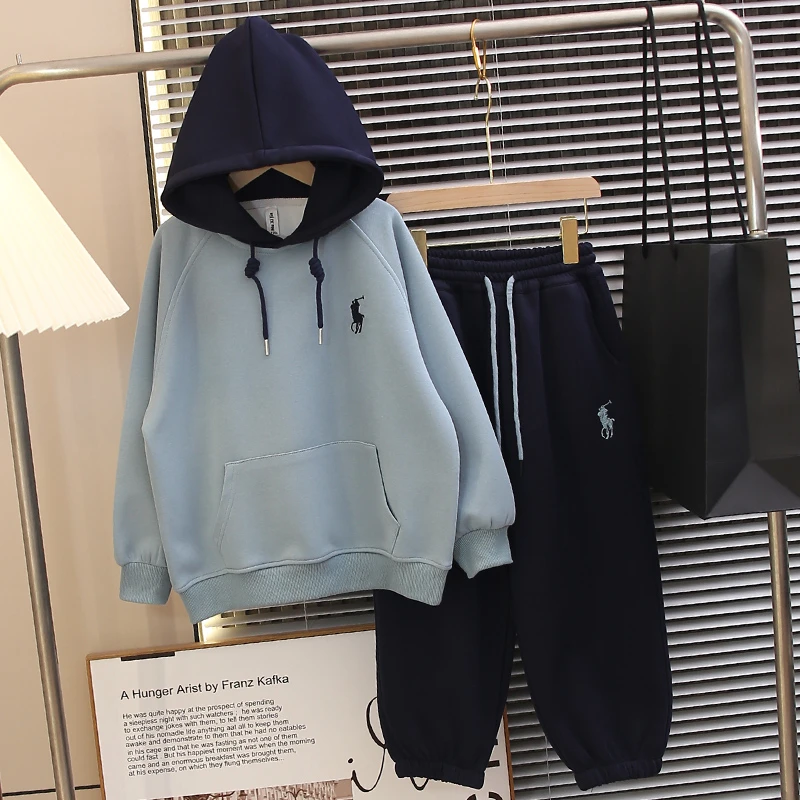 男童套装秋款2025新款儿童秋季连帽卫衣运动服两件套大童秋装潮