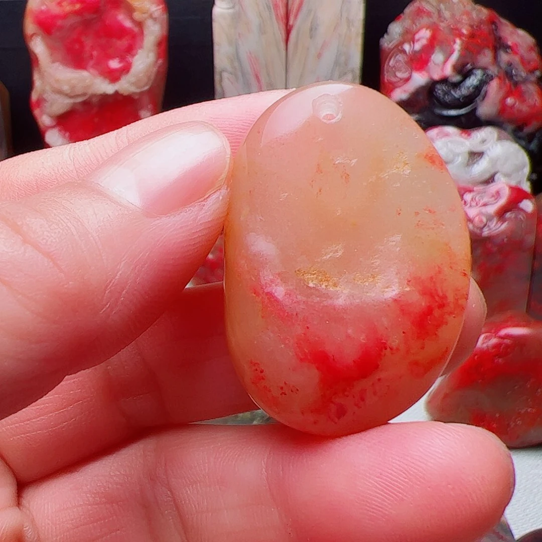 巴林石巴林鸡血石挂件