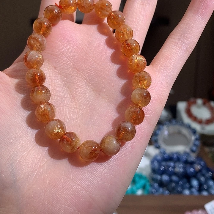 水晶手链未镶嵌金红料黄阿赛8.4