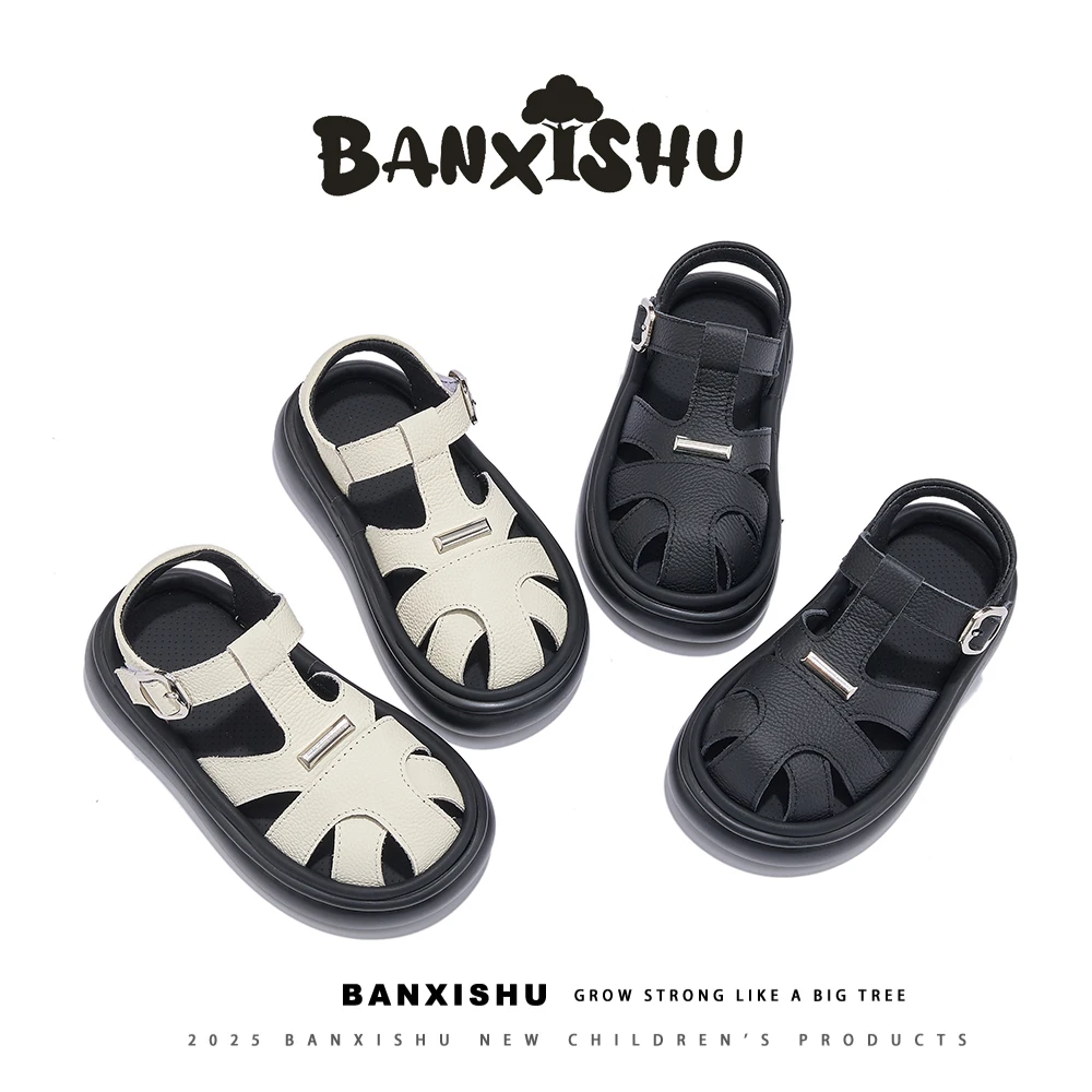 班喜树BanXiShu/2025夏季新款休闲童鞋百搭时尚中大童罗马凉鞋