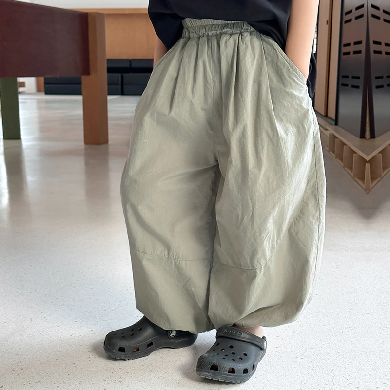 棉小班童装男童轻薄拼接休闲束脚裤中大童宽松防蚊裤WX5030