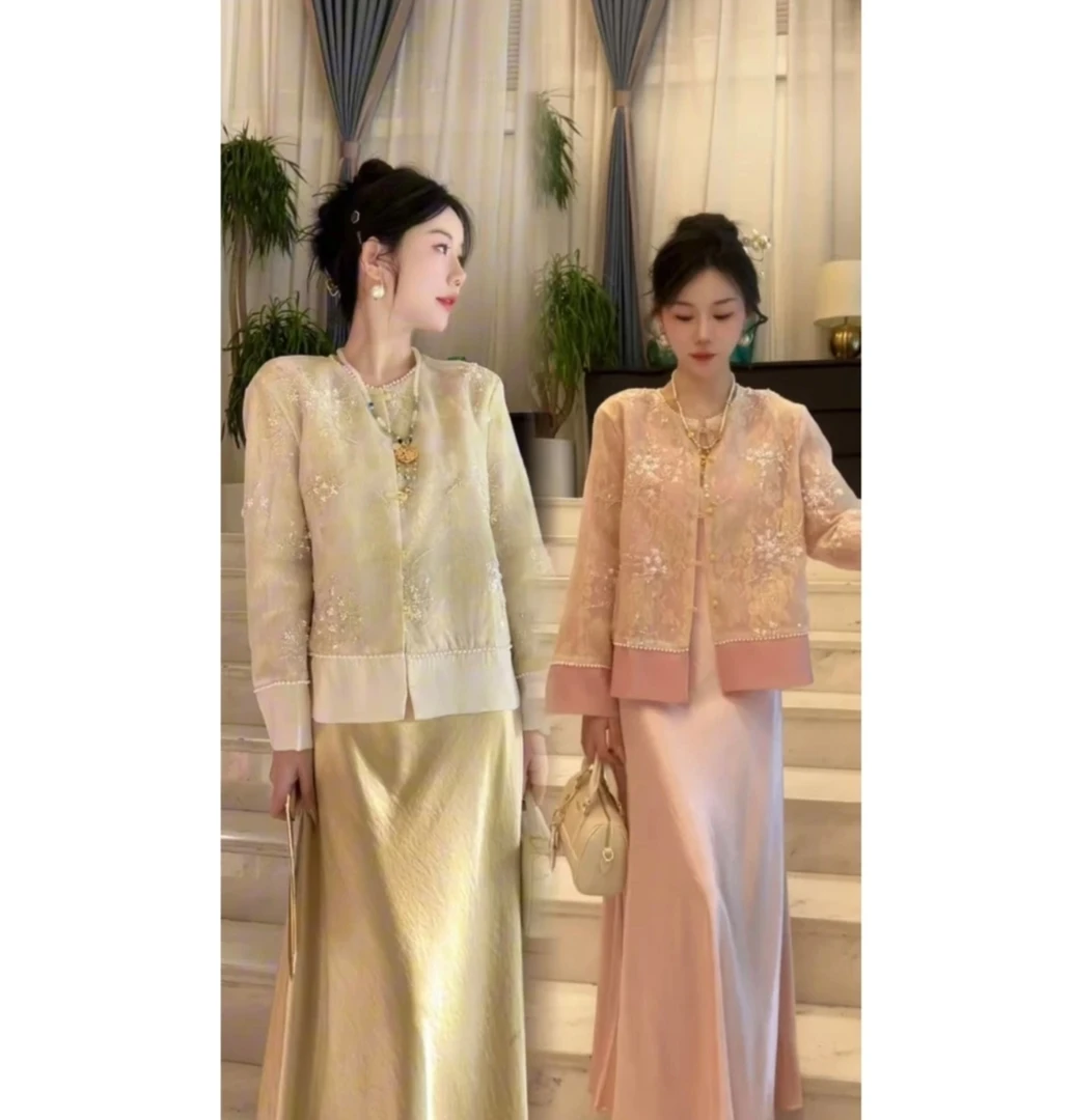 2025早秋上新新中式时尚衬衫吊带长裙两件套26021