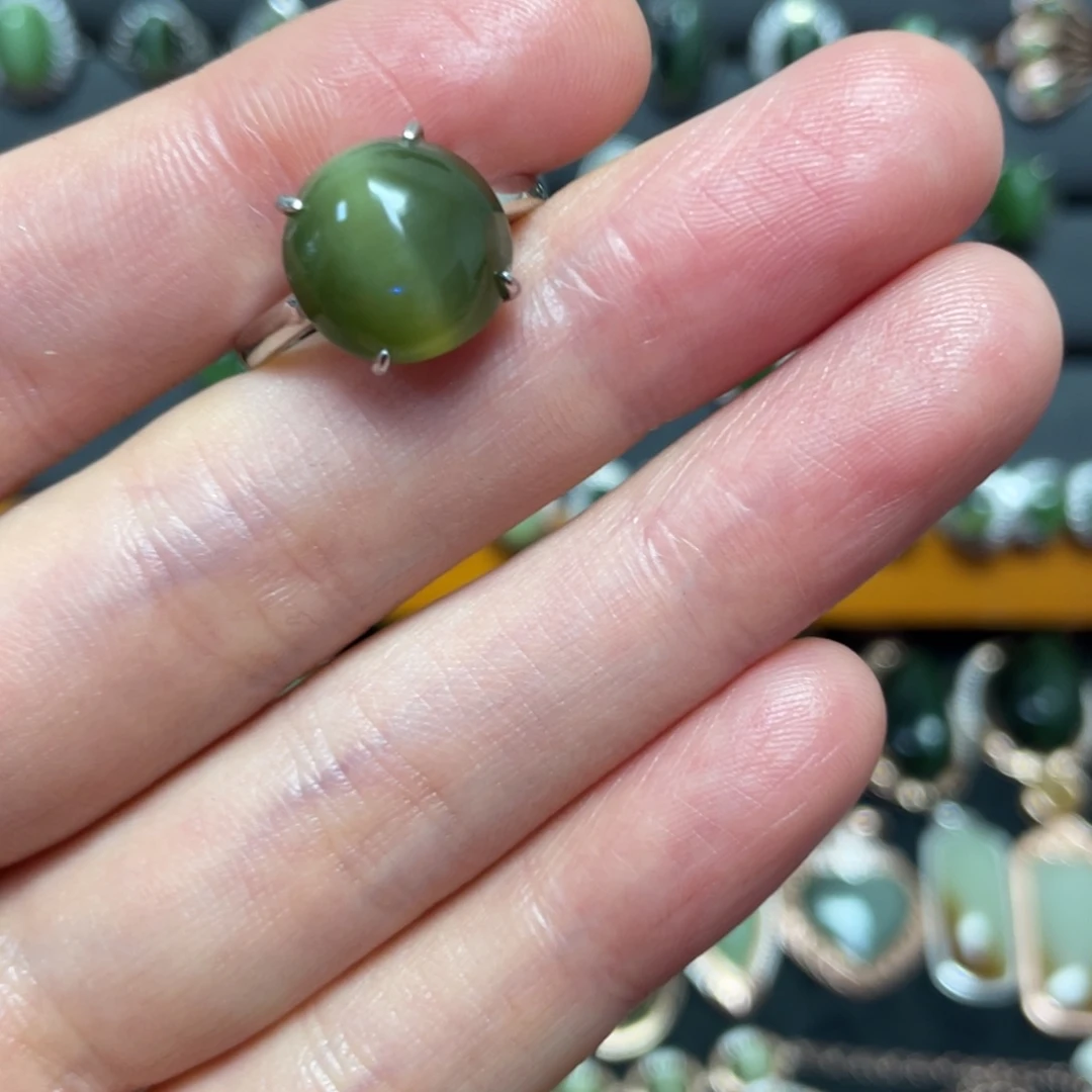 和田玉（碧玉）银S925镶嵌吊坠(不含链)