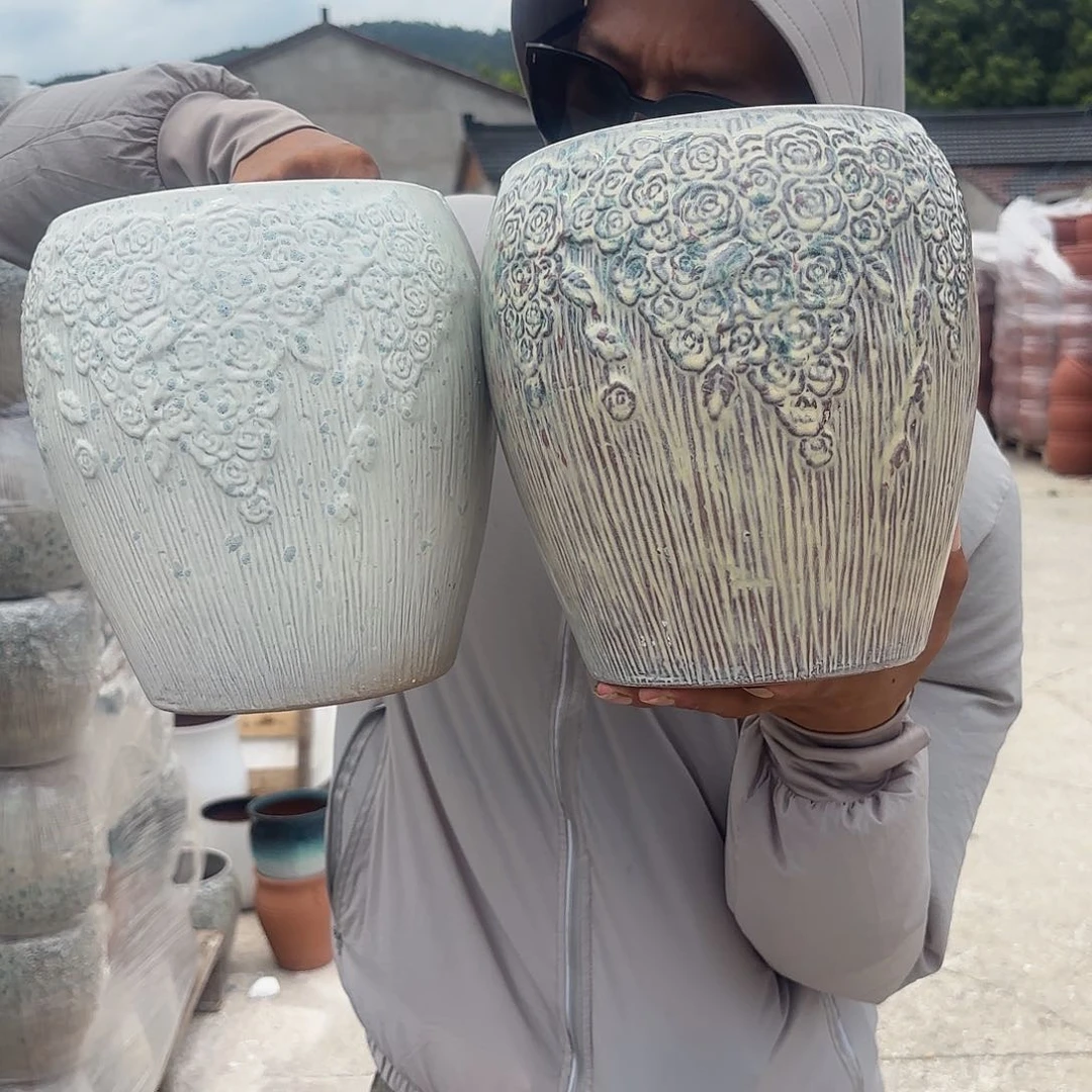 收口玫瑰两个色口径18高度23