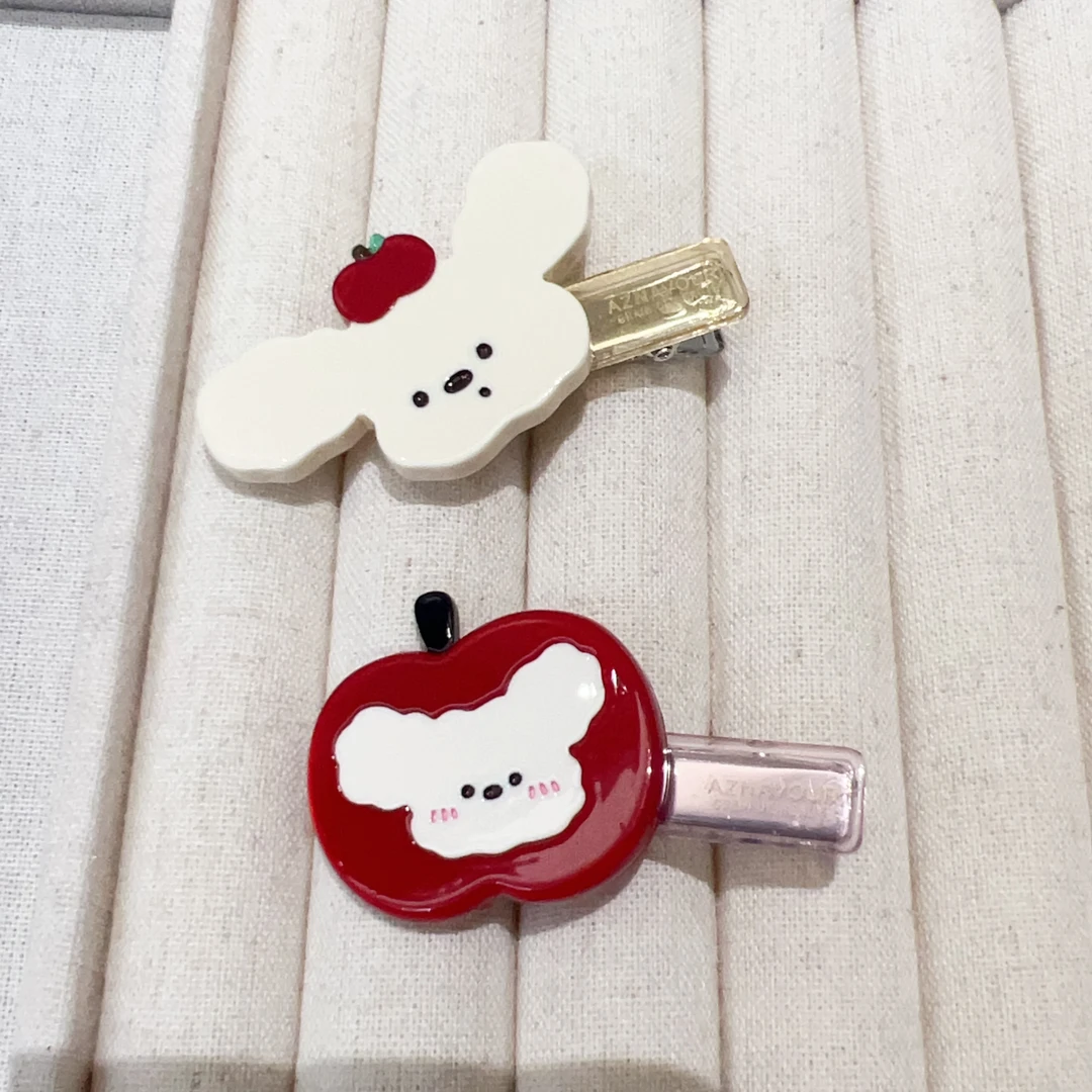 可爱苹果狗侧边夹刘海夹J1123