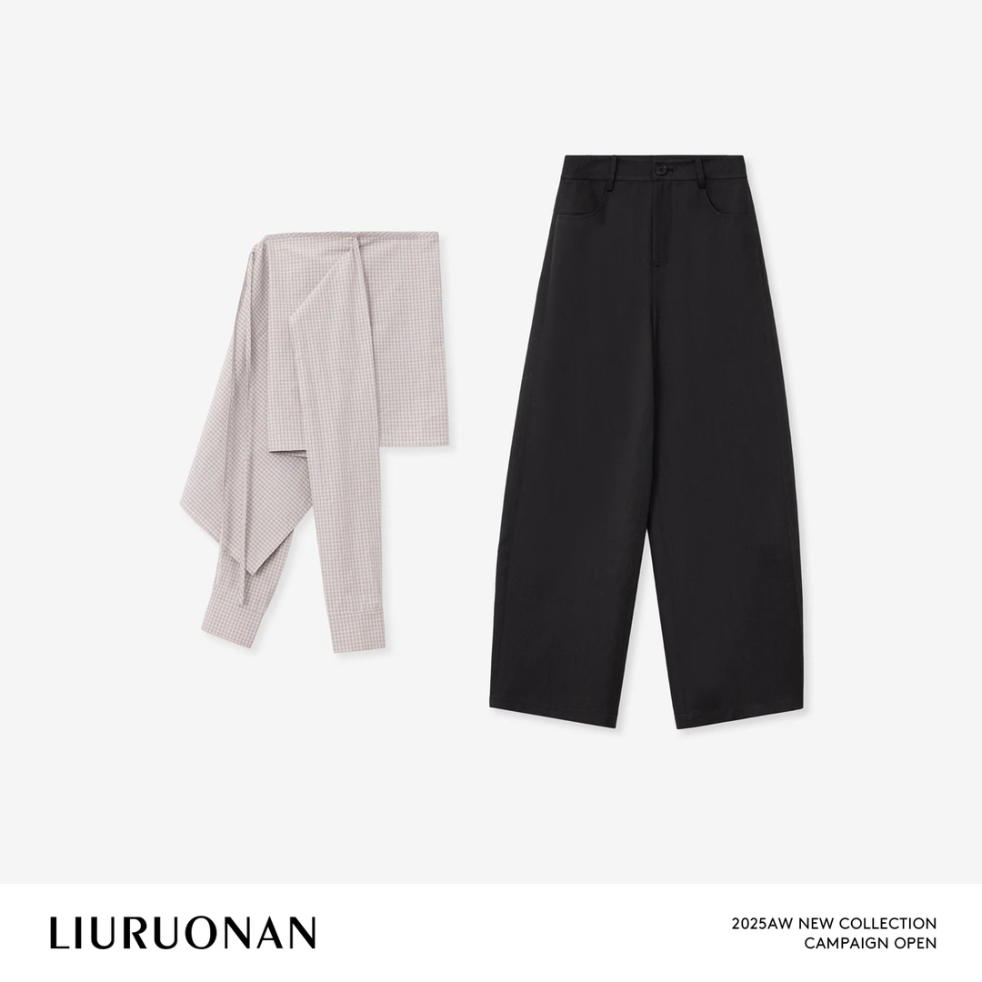 LIURUONAN 25WIN【衬衫帘西裤】小众设计感宽松显瘦阔腿西裤+屁帘