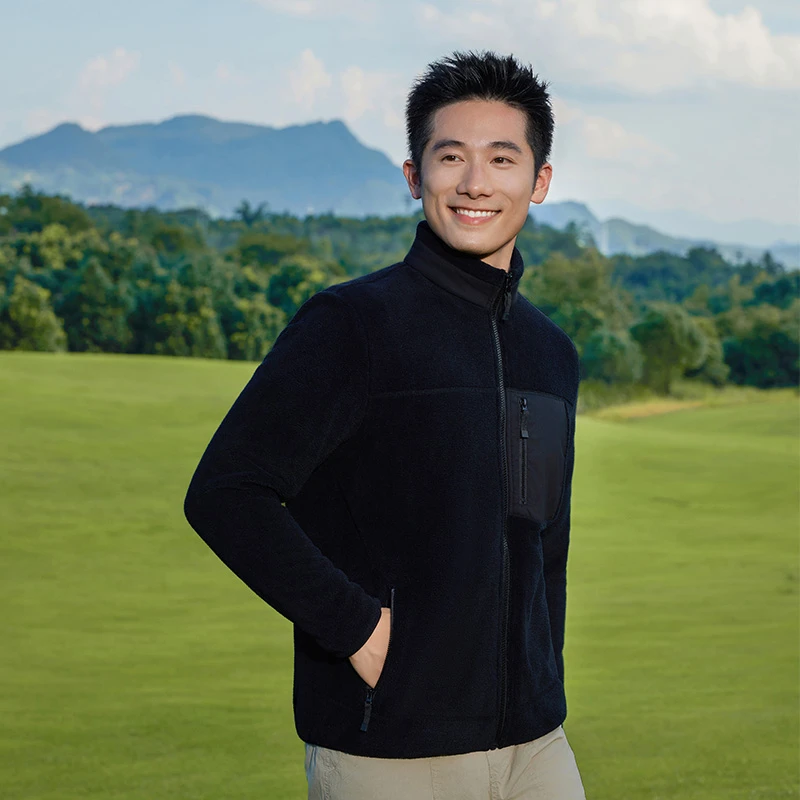 加绒加厚夹克外套男 秋冬宽松立领纯色舒适抗静电摇粒绒上衣男装