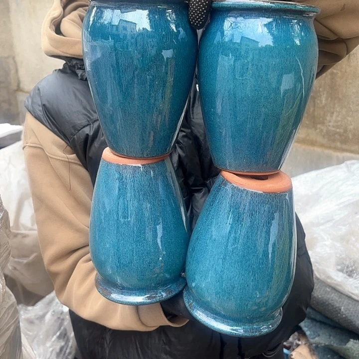 红陶蓝四个口径12*18