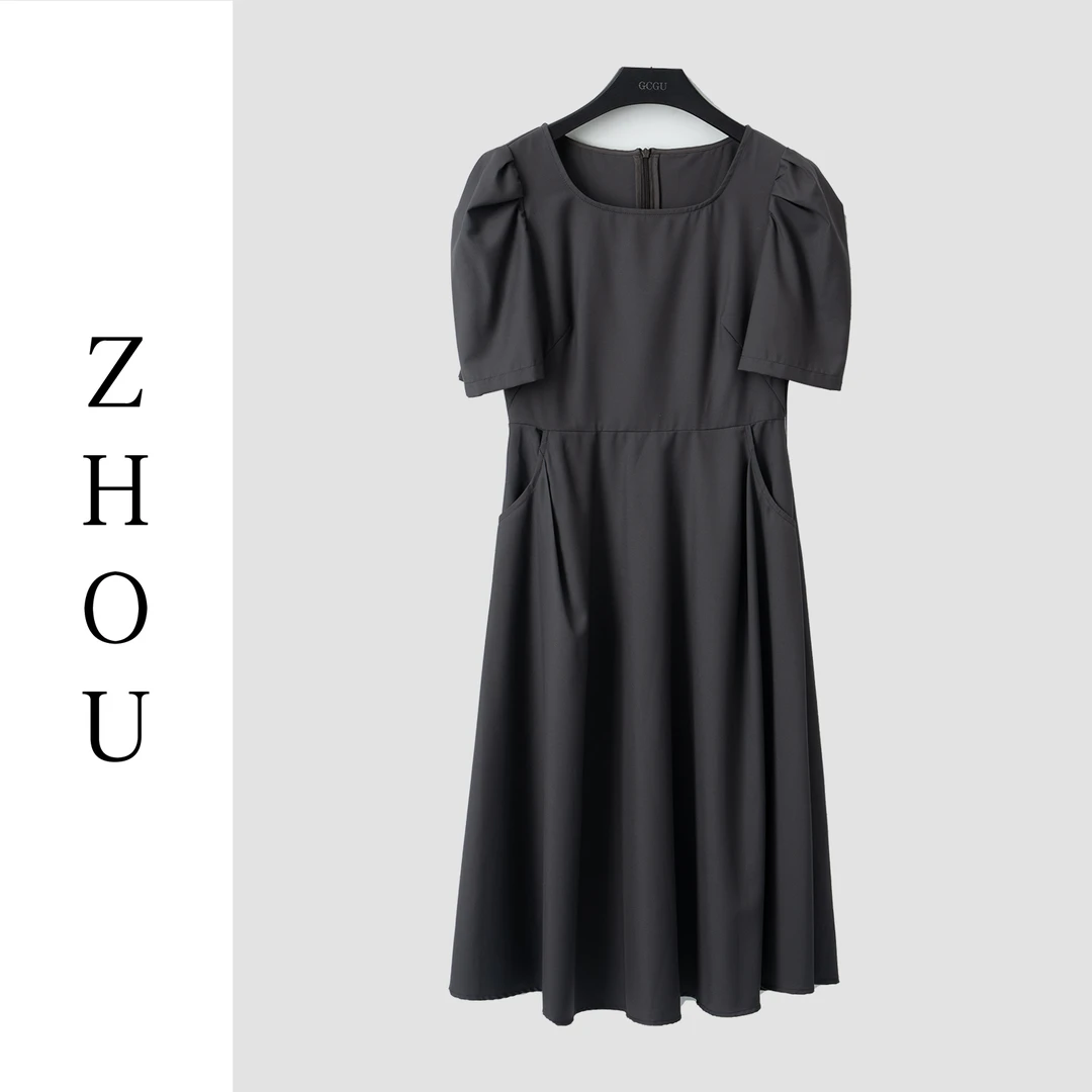 灰色短袖连衣裙-21464