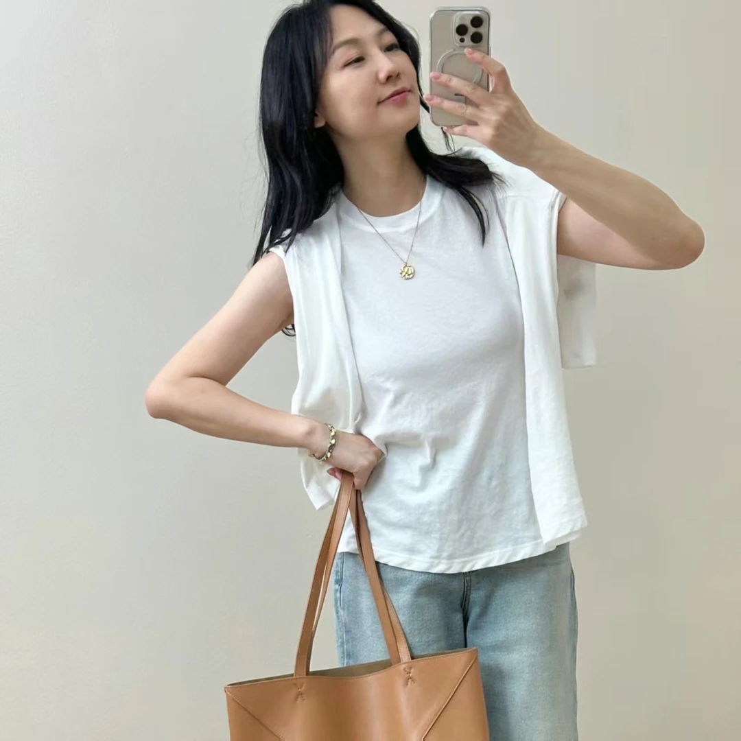 FERCOO轻薄圆领开衫+宽松背心休闲时尚套装