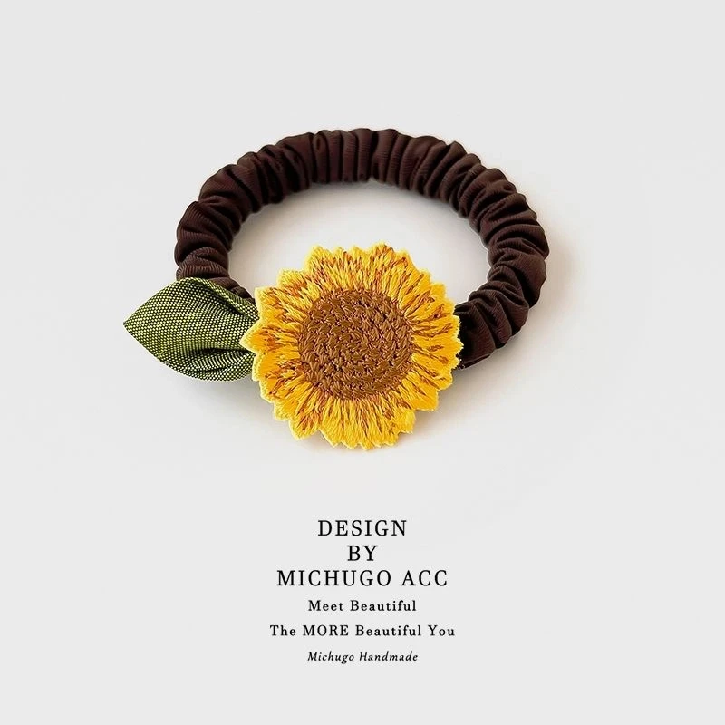 夏季向日葵小肠发圈女扎头发绳高弹力不伤发头绳简约皮...