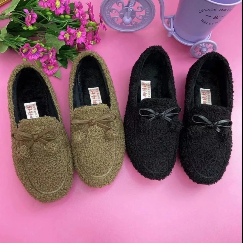 2025新款布鞋豆豆软底冬季加绒加厚北京脚蹬棉鞋休闲平底妈妈