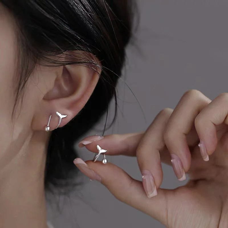 韩版甜美轻奢百搭鱼尾耳环螺旋耳环女小众设计甜酷高级感新款耳环