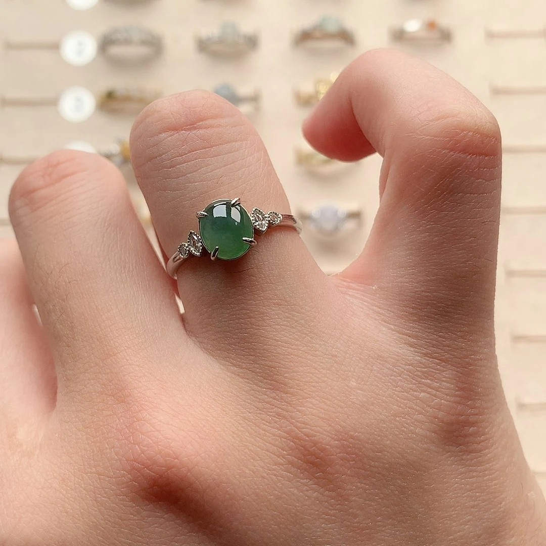 翡翠耳饰银S925镶嵌0198