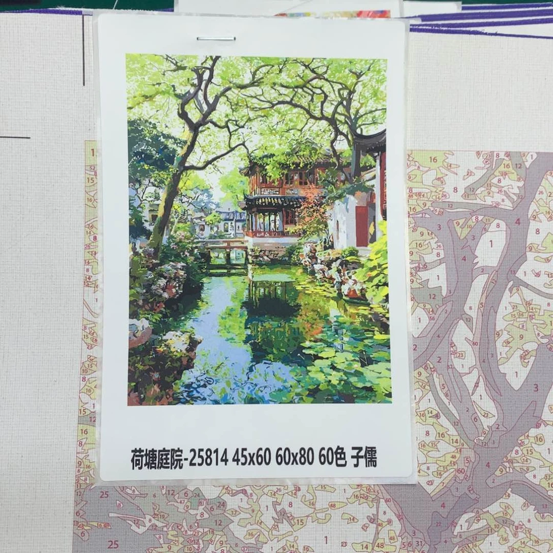 亚麻布向****y（有画布）荷塘庭院中尺寸亚麻布