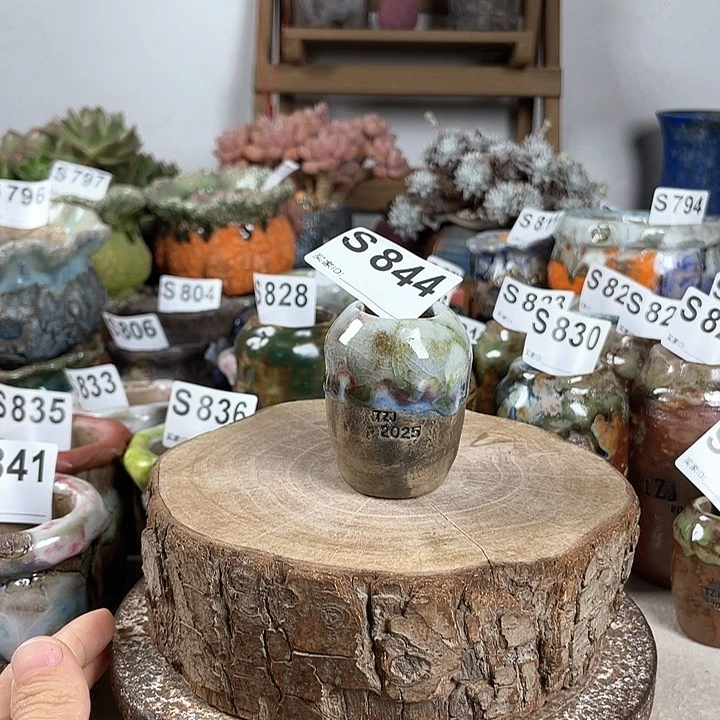 紫砂花盆孤品 不规则小号保龄球 内口2.3