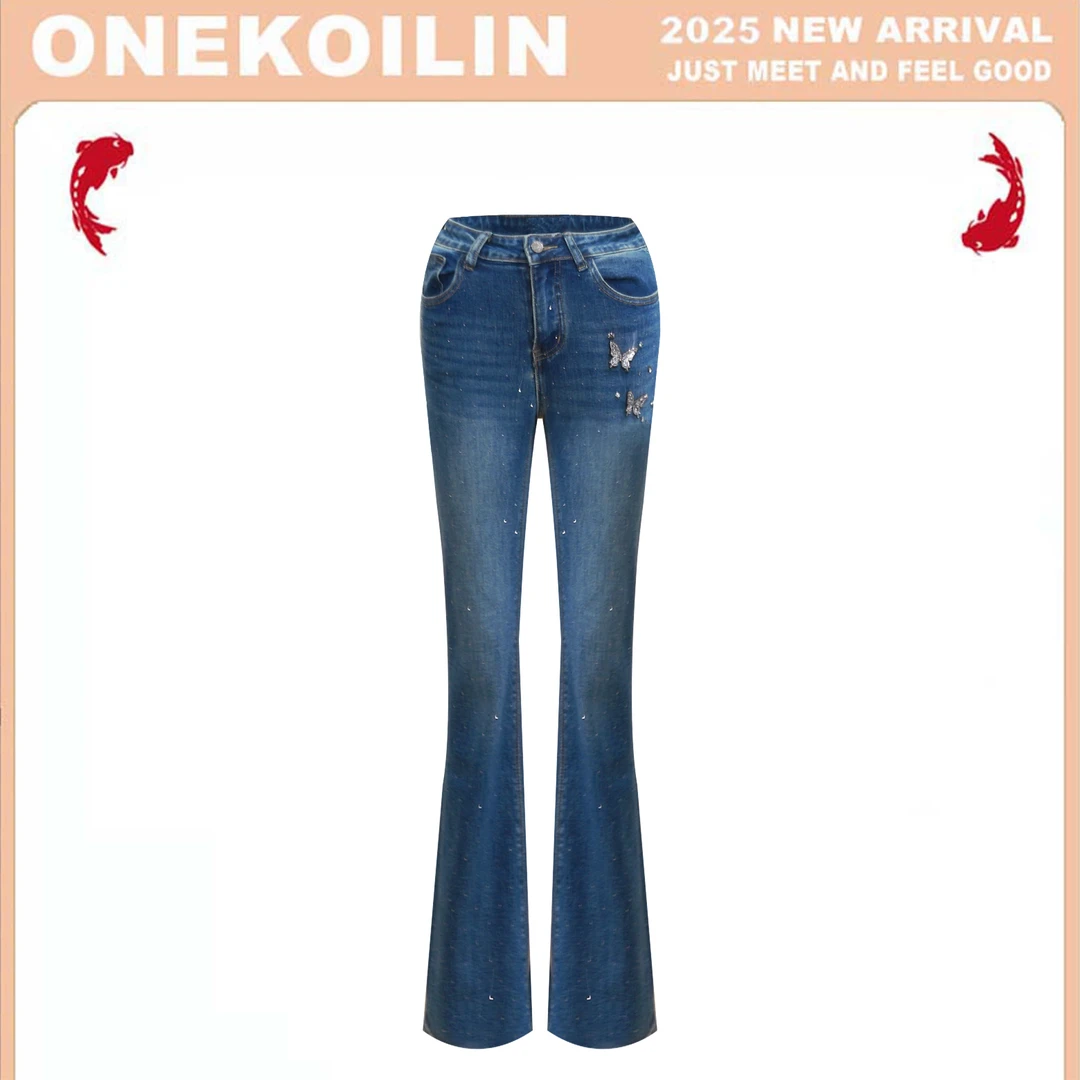 OneKoilin“蝴蝶印章”弹力百搭显瘦喇叭裤 HDYZ
