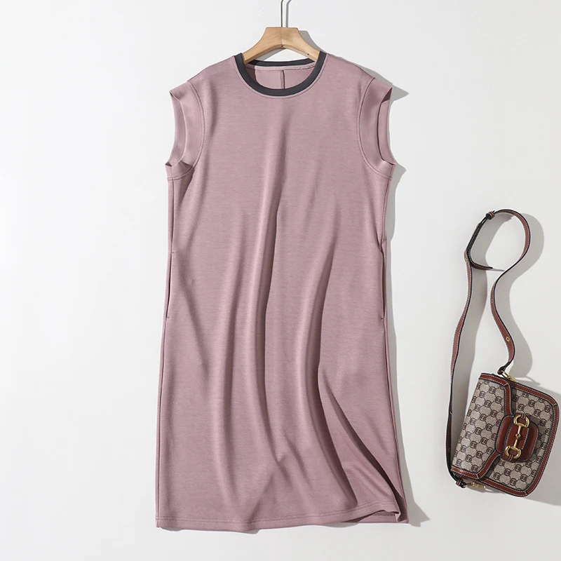 【简单爱】夏季新款凉爽新疆棉舒适透气显瘦遮肉有口袋连衣裙#7106