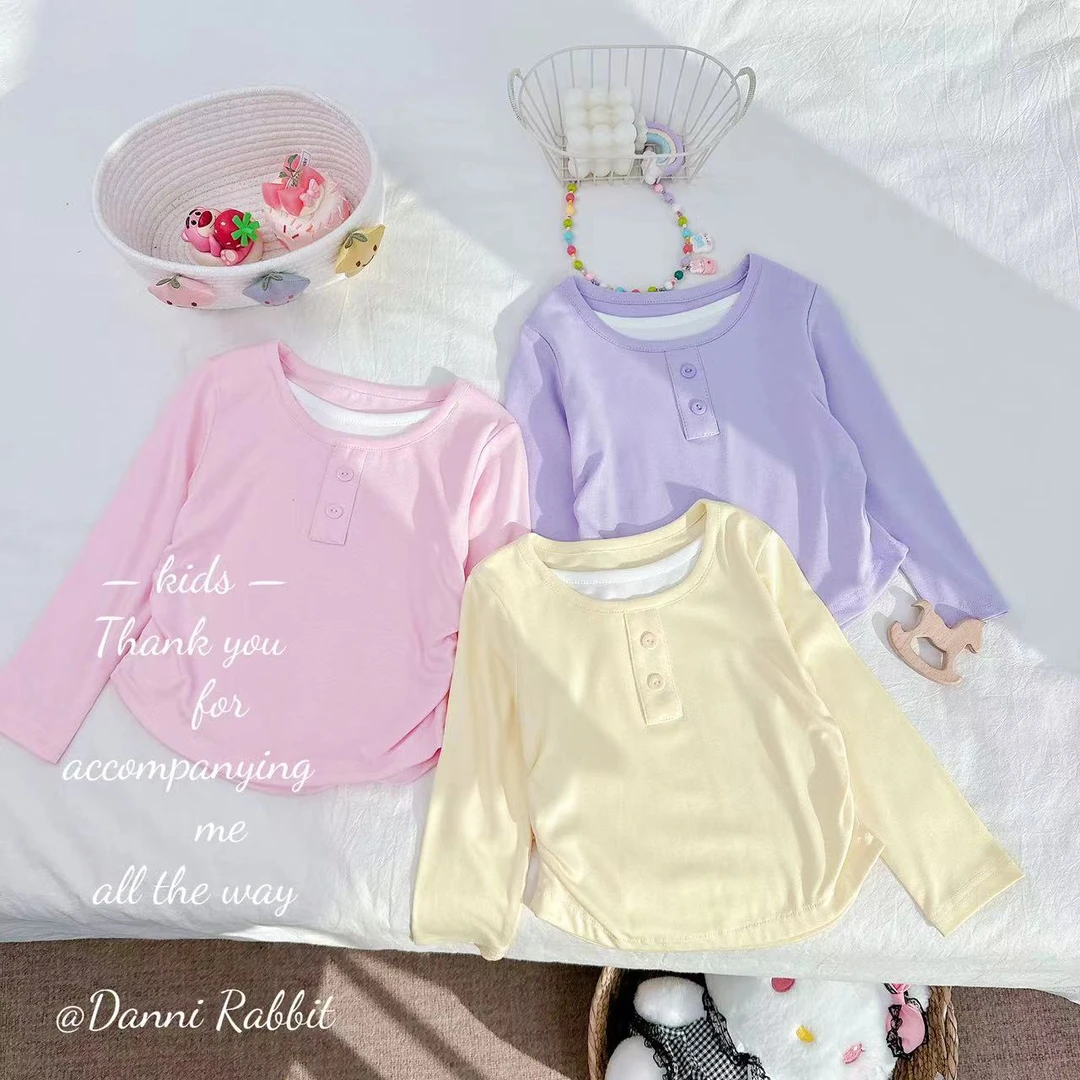 *怒推必入+软糯舒适又好搭*春款儿童糖果色打底衫 D-W400