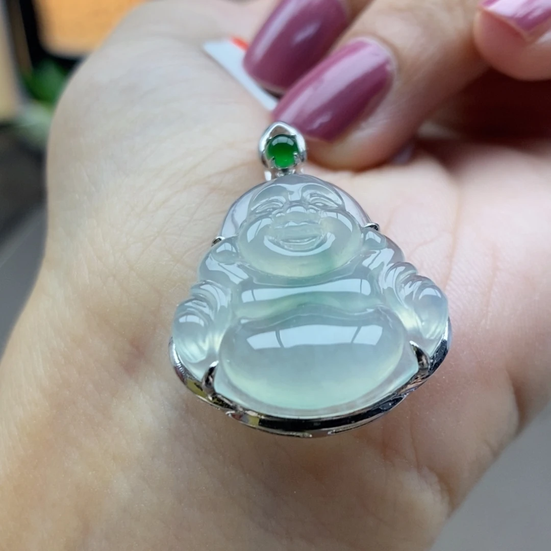 翡翠18K金镶嵌颈饰吊坠73