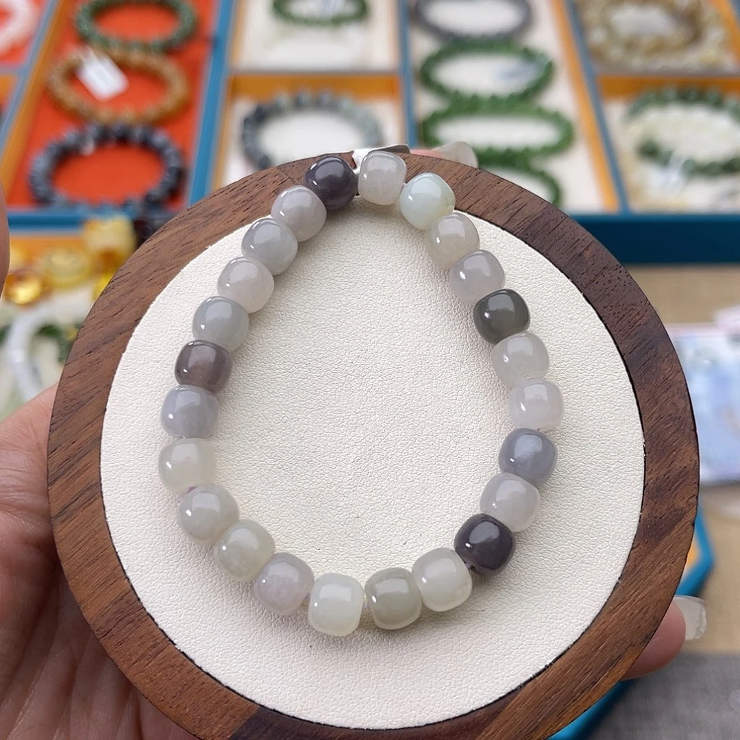 和田玉未镶嵌手串A5卡7×8