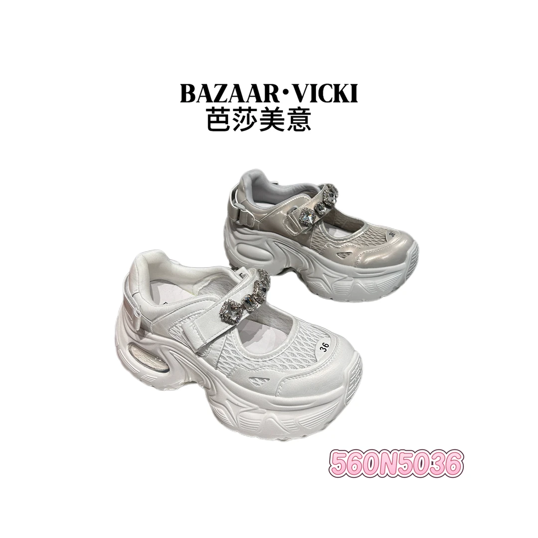 BAZAAR VICKI/芭莎美意560N5036水钻老爹鞋透气厚底休闲鞋镂空