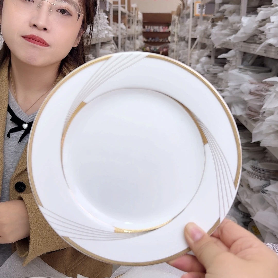 骨瓷7.5英寸平盘19cm6个外贸骨瓷
