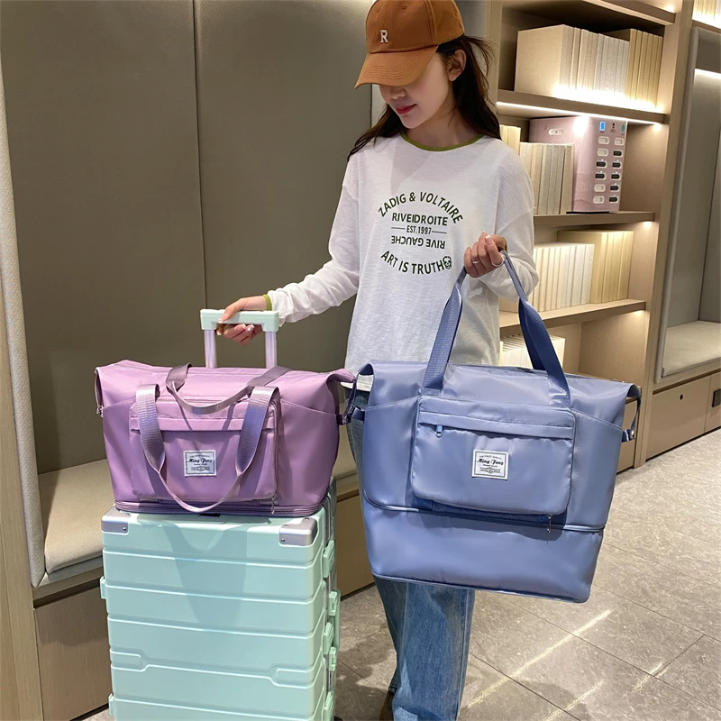 网红学生运动简约风车缝线便携登机包旅行包旅行袋水洗耐磨