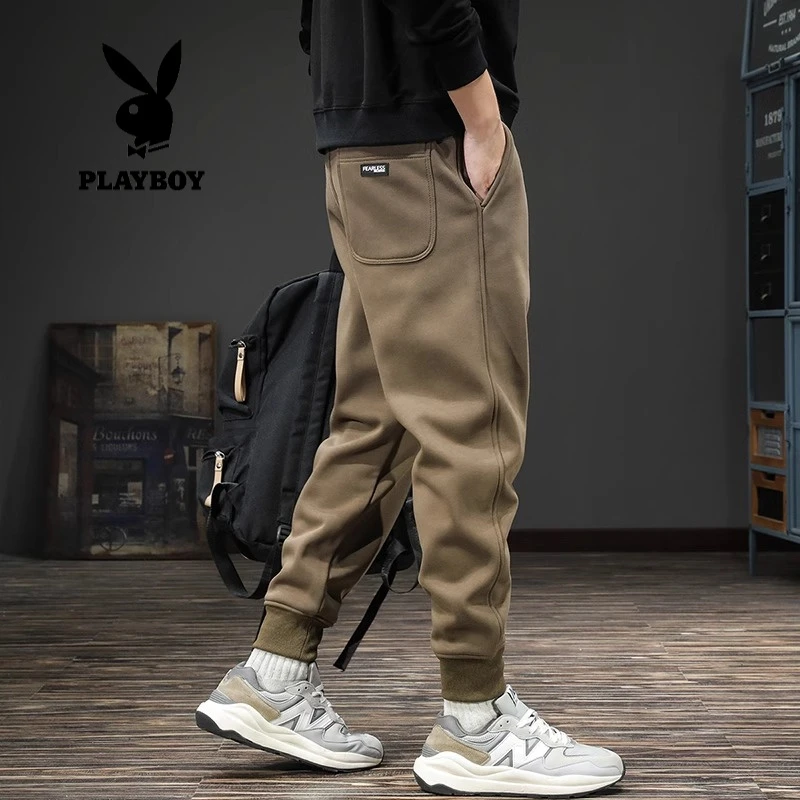 PLAYBOY/花花公子秋季新款卫裤男束脚休闲裤宽松大码哈伦运动长裤