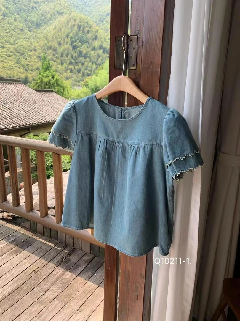 女圆领拼接蕾丝夏季薄款短外套常规衬衣短袖透气韩版10211