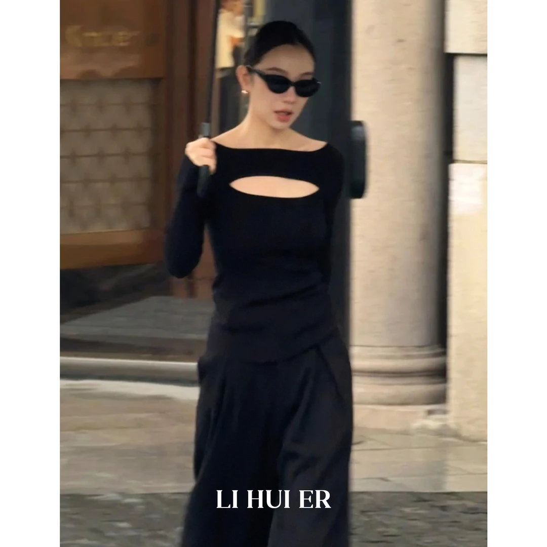 Li Hui Er 【月夜回忆】冬新款时尚轻奢百搭舒适打底衫上衣24403