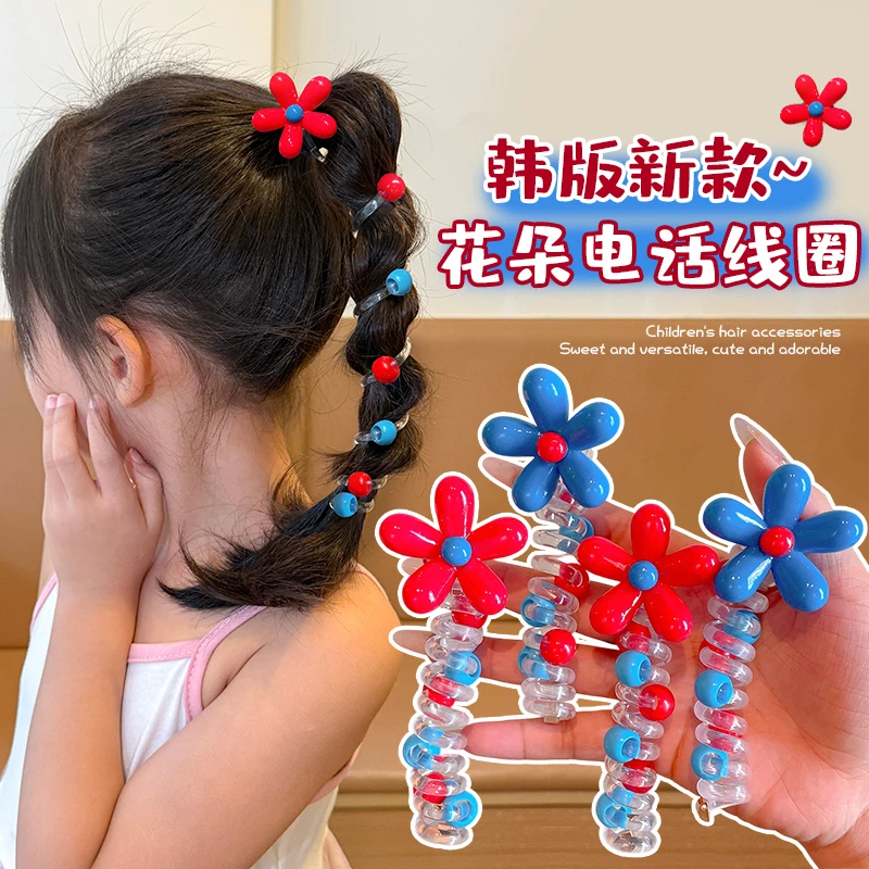 五角星花朵电话线发圈高级感泡泡辫马尾发绳扎头皮筋甜美波点头饰
